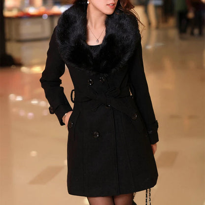 Abrigo Largo Mujer de Lana Ajuste Elegante