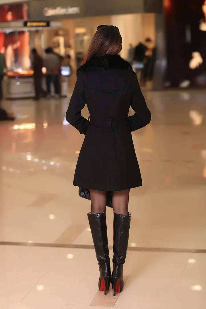 Abrigo Largo Mujer de Lana Ajuste Elegante