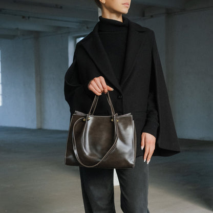 Bolso tote mujer de cuero vegano con cierre cremallera hombro
