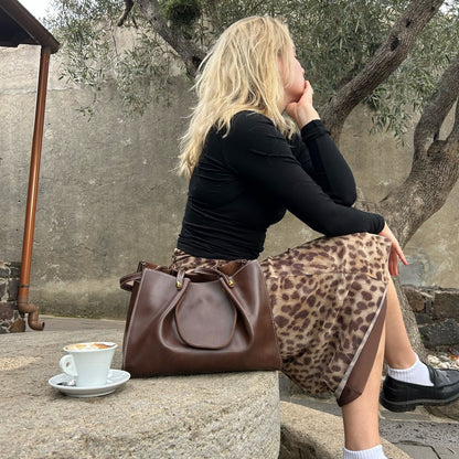 Bolso tote mujer de cuero vegano con cierre cremallera hombro