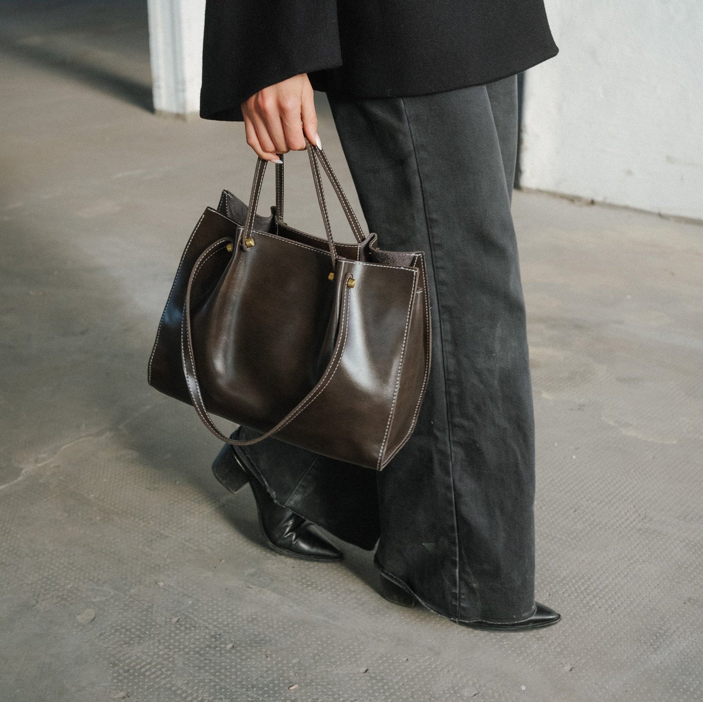 Bolso tote mujer de cuero vegano con cierre cremallera hombro