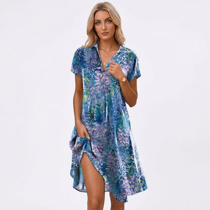 Vestido Midi Mujer Estampado Boho Escote en V
