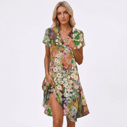Vestido Midi Mujer Estampado Boho Escote en V