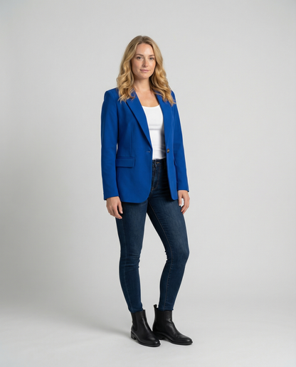 Blazer Mujer Un Botón Solapa Clásica Ajuste Refinado