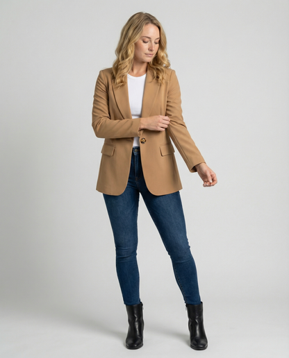 Blazer Mujer Un Botón Solapa Clásica Ajuste Refinado - Mavetta