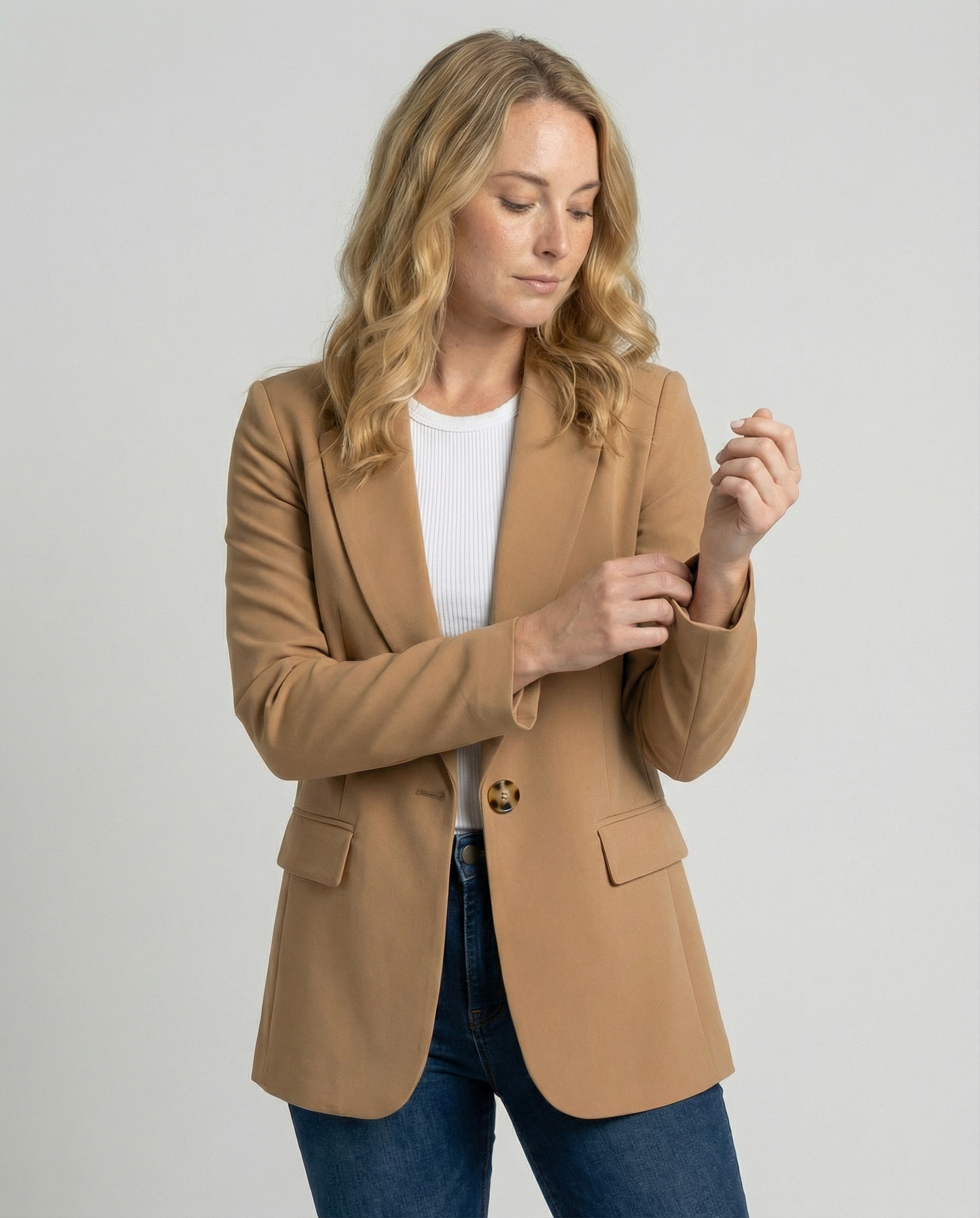 Blazer Mujer Un Botón Solapa Clásica Ajuste Refinado