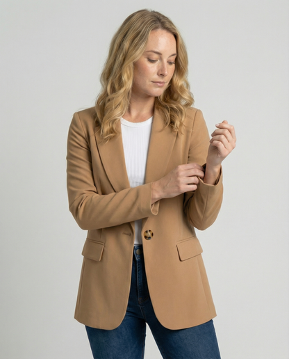 Blazer Mujer Un Botón Solapa Clásica Ajuste Refinado