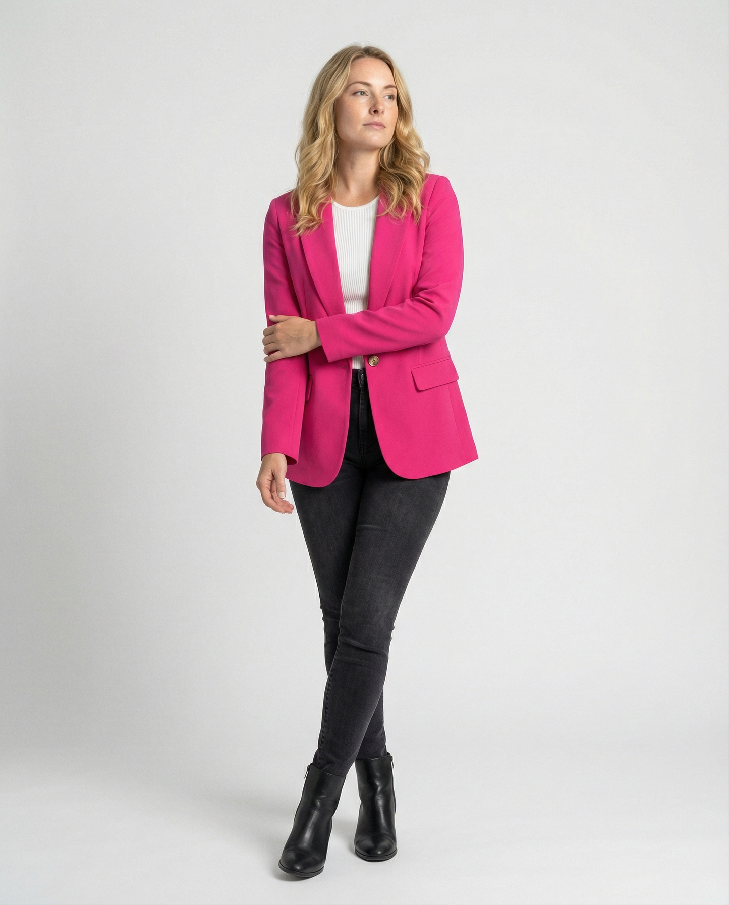 Blazer Mujer Un Botón Solapa Clásica Ajuste Refinado