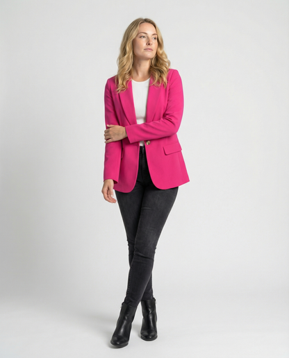 Blazer Mujer Un Botón Solapa Clásica Ajuste Refinado