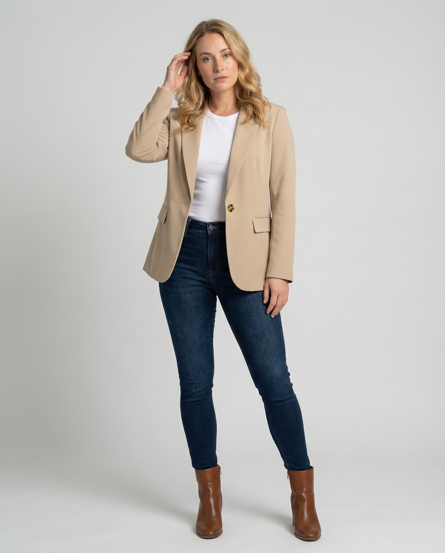 Blazer Mujer Un Botón Solapa Clásica Ajuste Refinado