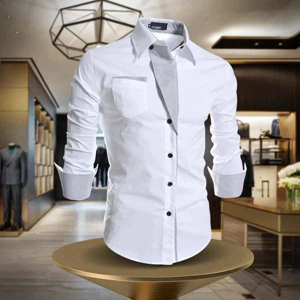 Camisa Hombre Manga Larga Cuello Clásico Cierre de Botones