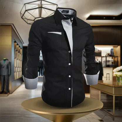 Camisa Hombre Manga Larga Cuello Clásico Cierre de Botones