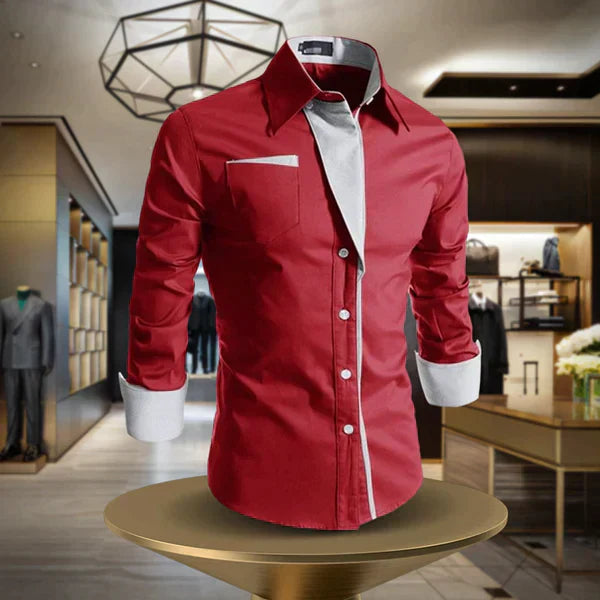 Camisa Hombre Manga Larga Cuello Clásico Cierre de Botones