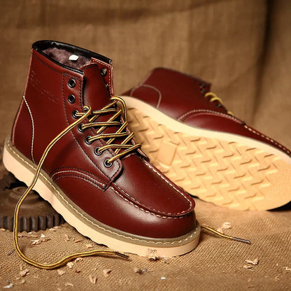 Botas hombre cuero resistente con cordones estilo retro cómodas