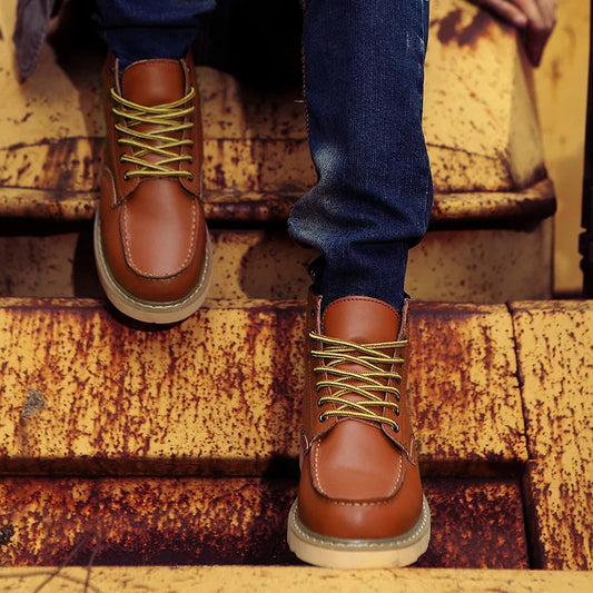 Botas hombre cuero resistente con cordones estilo retro cómodas - Mavetta