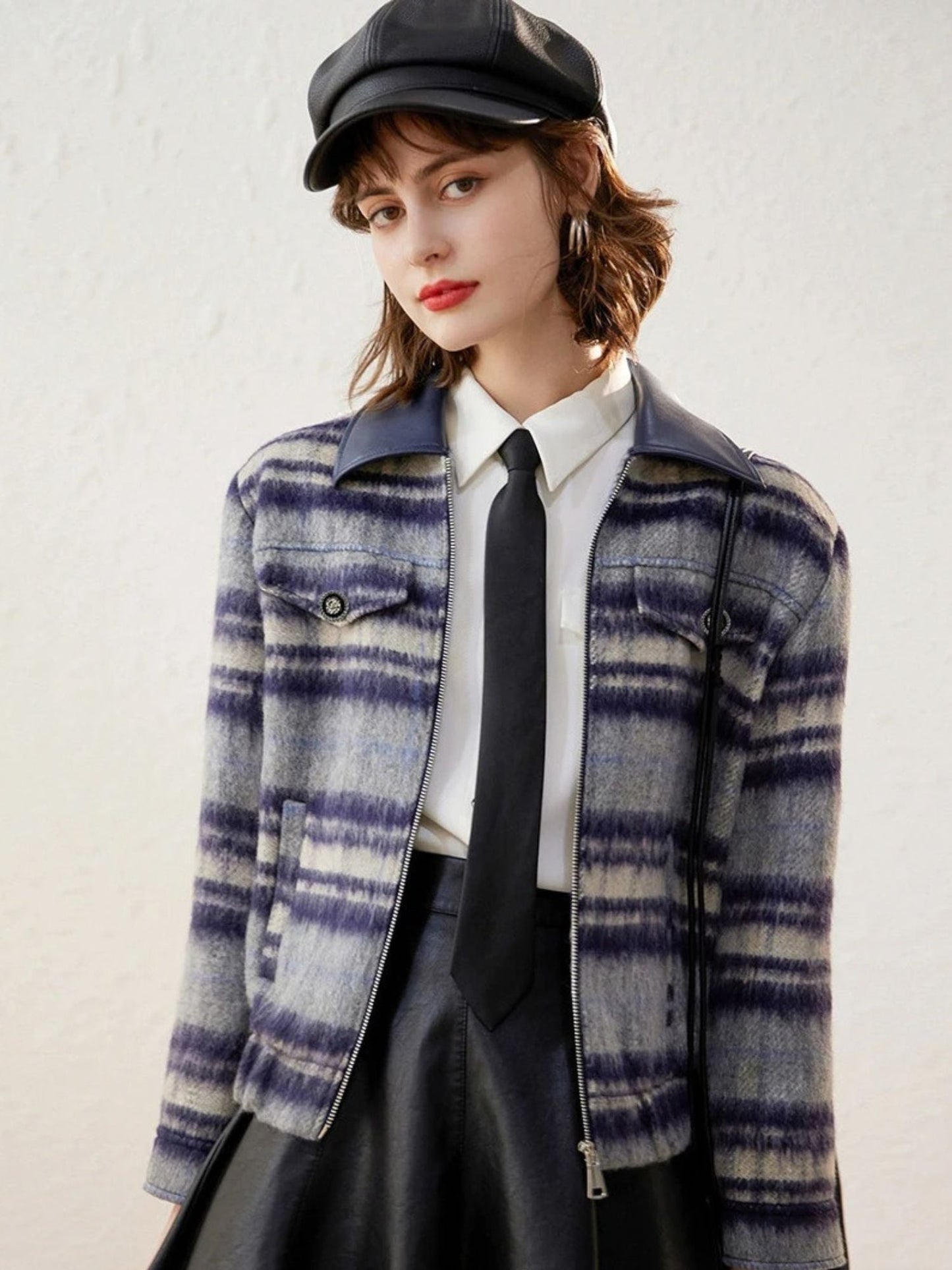 Chaqueta corta mujer con cremallera y diseño gráfico ajustada - Mavetta