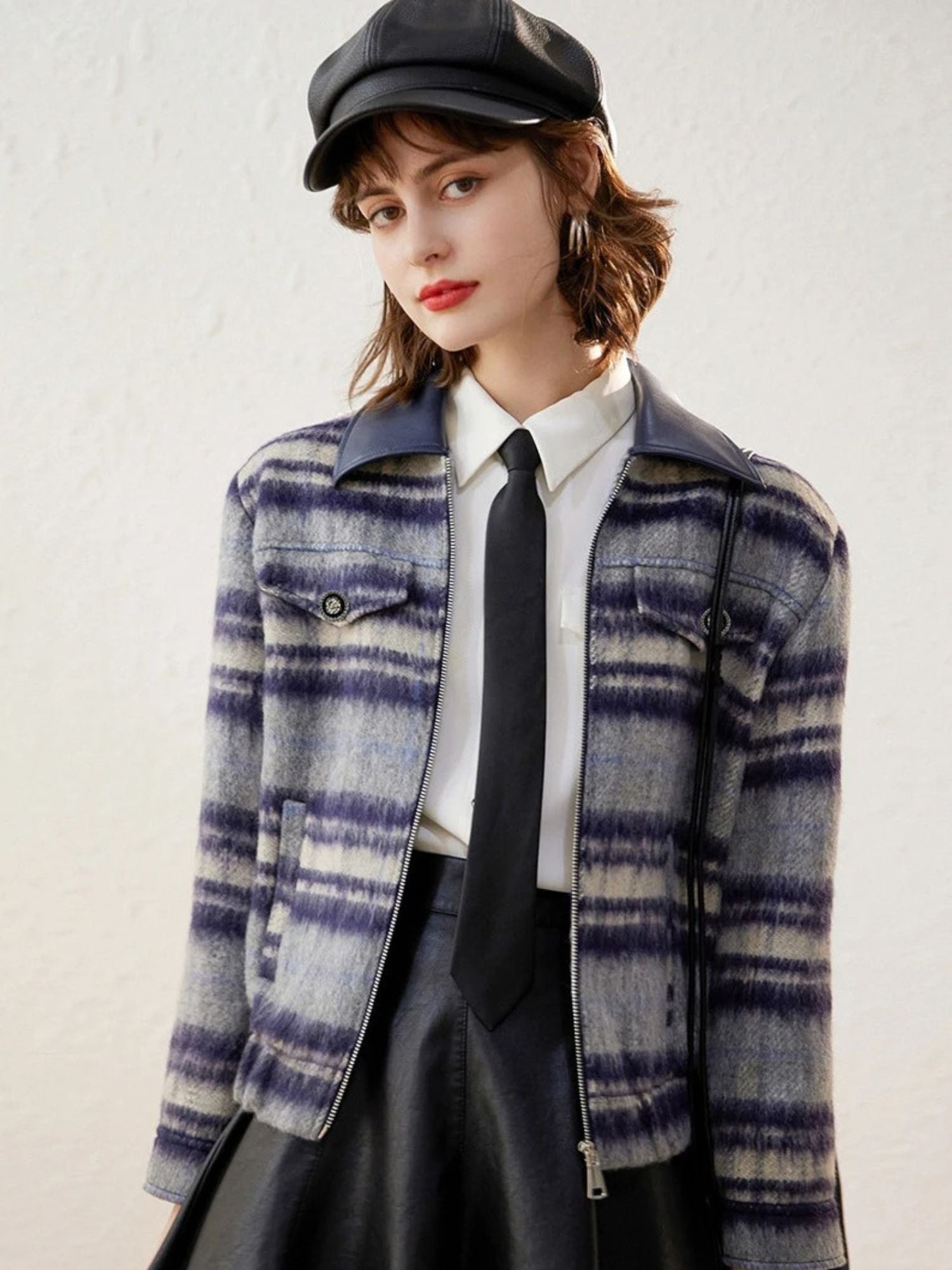 Chaqueta corta mujer con cremallera y diseño gráfico ajustada - Mavetta