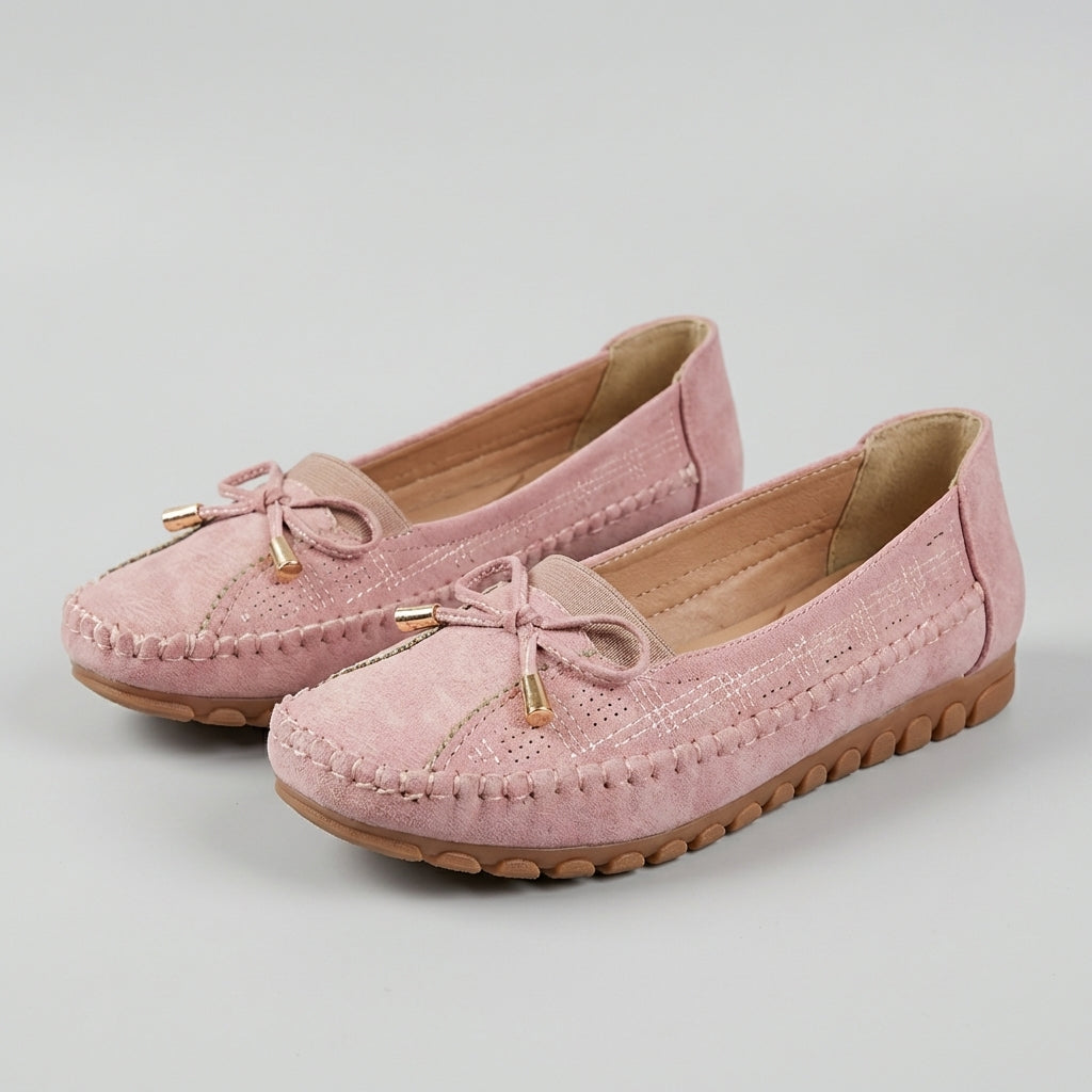 Mocasines Mujer Ortopédicos con Lazo y Perforaciones