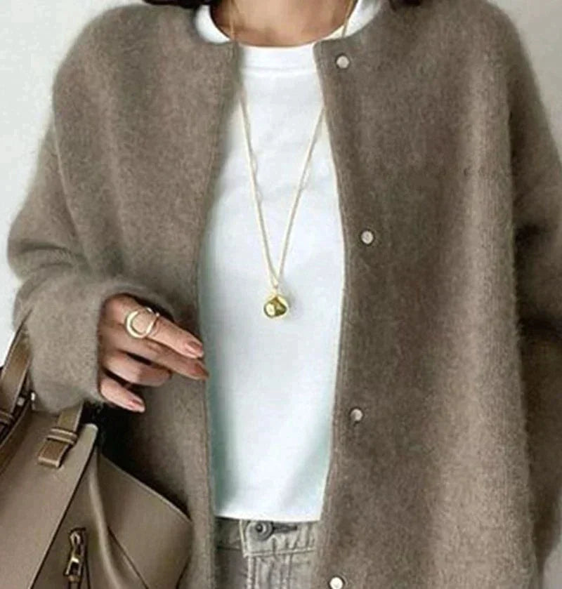 Abrigo Cárdigan Mujer Estilo Chic Tejido Acogedor