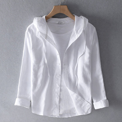 Blusa mujer ligera con capucha y corte relajado