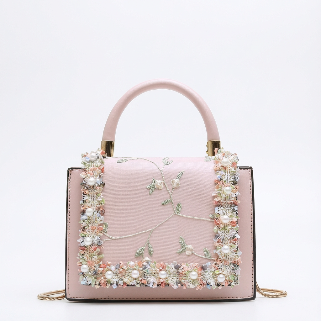 Bolso de mano mujer con asa superior decorativa elegante