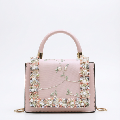 Bolso de mano mujer con asa superior decorativa elegante