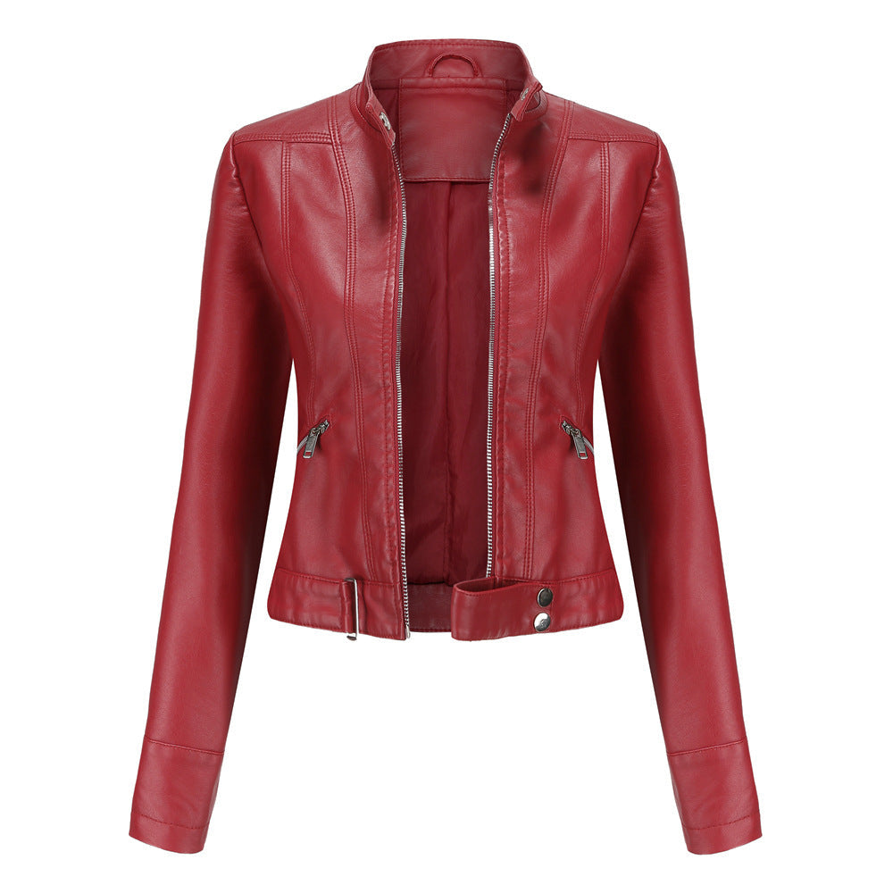Chaqueta Mujer de Cuero Clásica Ajuste Regular