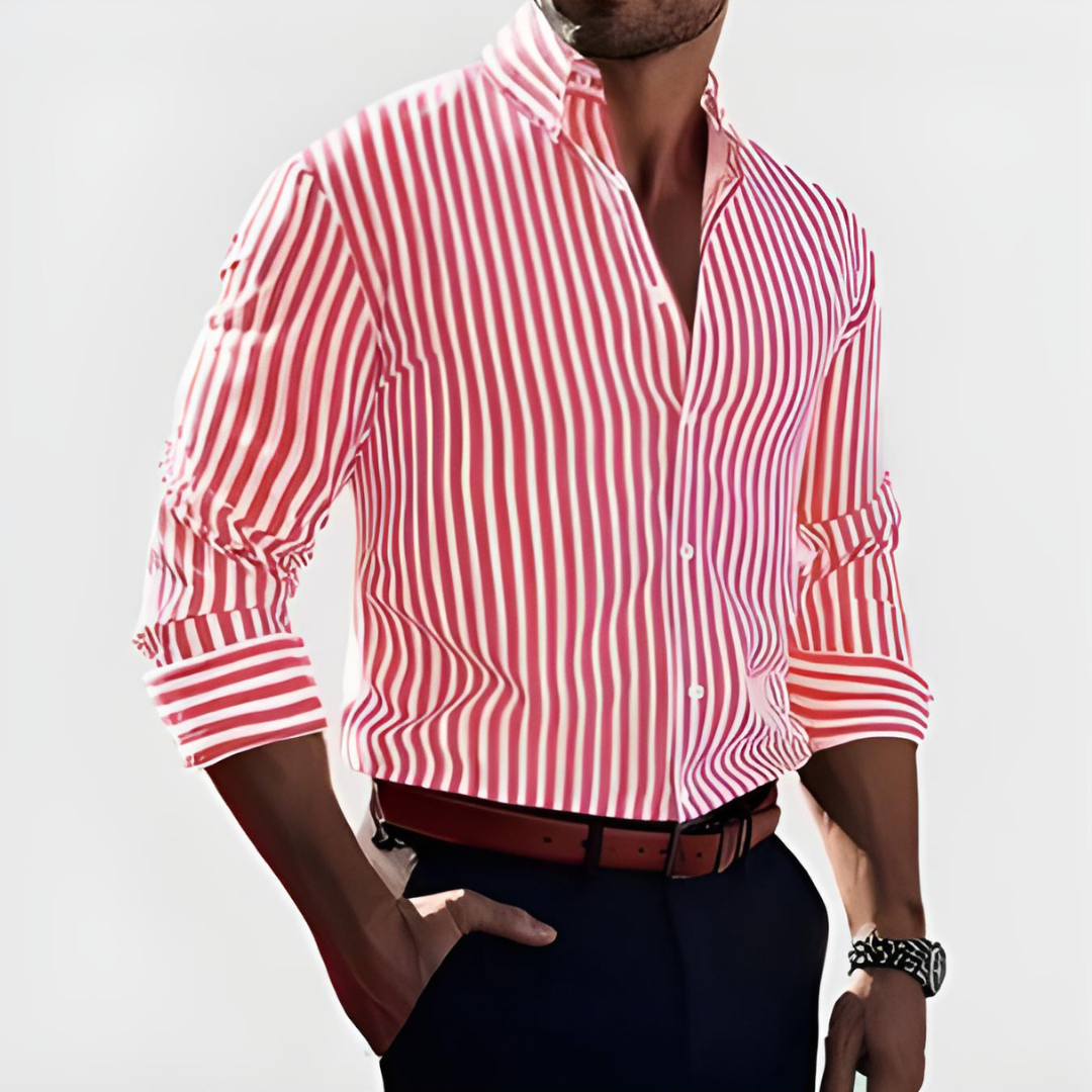 Camisa Hombre Algodón Corte Entallado Rayas Verticales