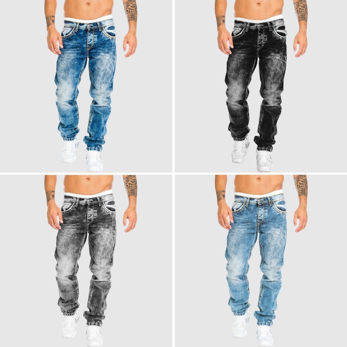 Pantalones Vaqueros Hombre Denim Lavado Corte Recto