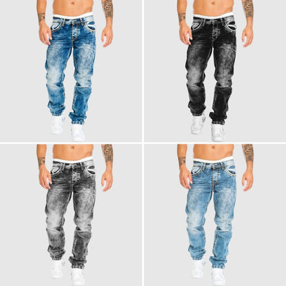 Pantalones Vaqueros Hombre Denim Lavado Corte Recto