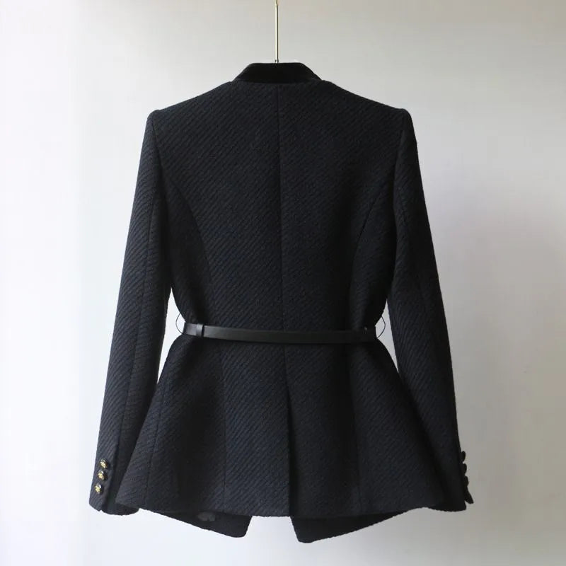 Chaqueta Blazer Mujer Estructurada con Cinturón y Botones