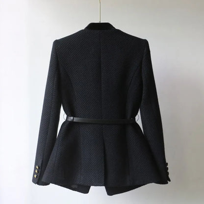 Chaqueta Blazer Mujer Estructurada con Cinturón y Botones