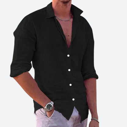 Camisa Hombre Casual Algodón Manga Larga