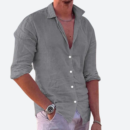 Camisa Hombre Casual Algodón Manga Larga