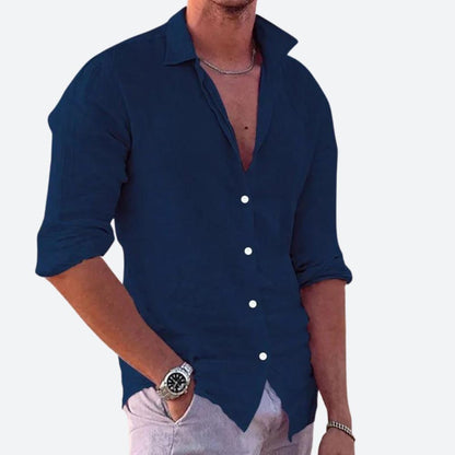 Camisa Hombre Casual Algodón Manga Larga