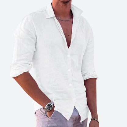 Camisa Hombre Casual Algodón Manga Larga