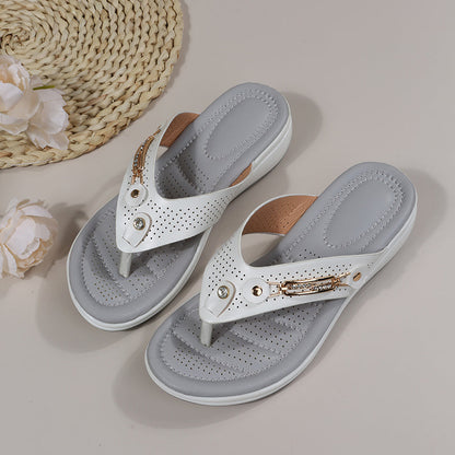 Sandalias Cuña Mujer con Tiras Decorativas Elegantes - Mavetta