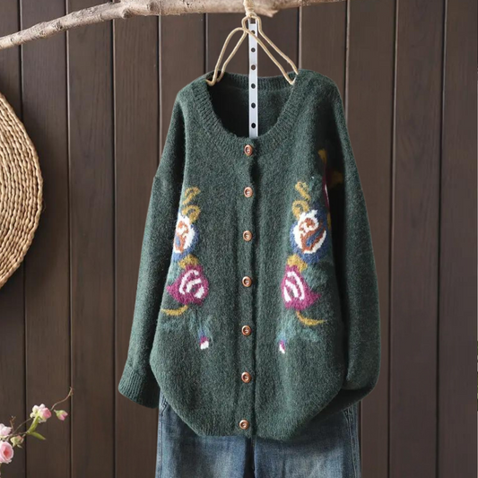 Cárdigan Mujer de Punto Holgado Estampado Floral - Mavetta
