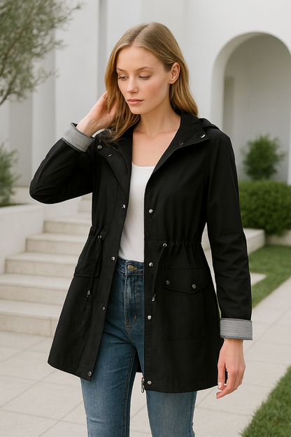 Chaqueta ligera mujer con capucha y cordón ajustable