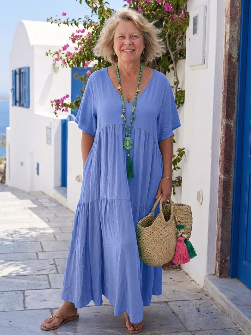 Vestido maxi Mujer de Capas y Tela Fresca Elegante