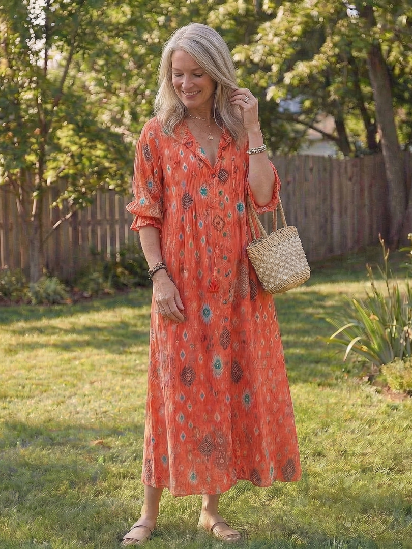 Vestido maxi mujer de tela ligera y corte fluido
