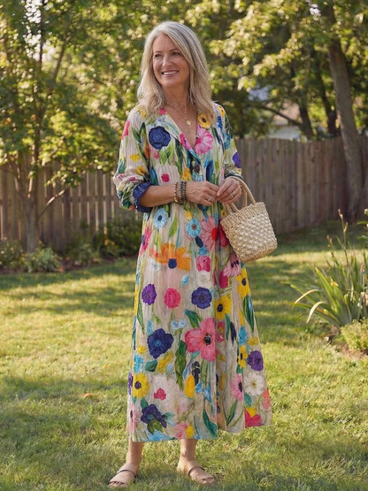 Vestido maxi mujer de tela ligera y corte fluido