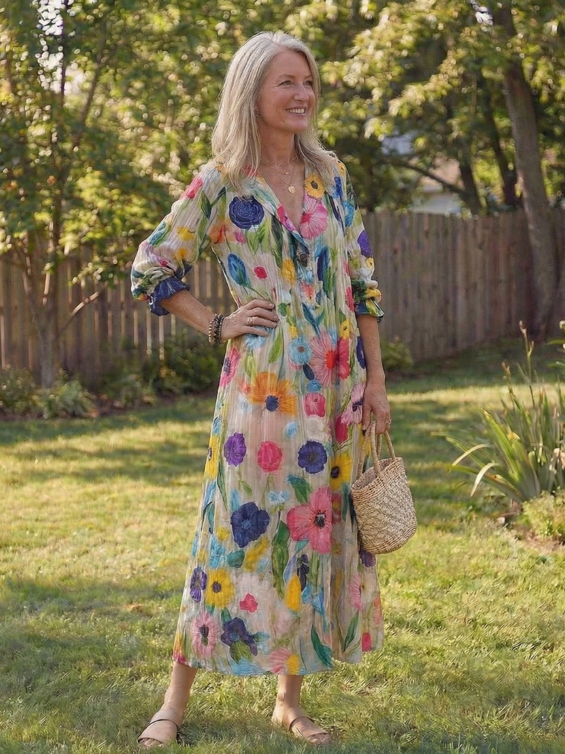 Vestido maxi mujer de tela ligera y corte fluido