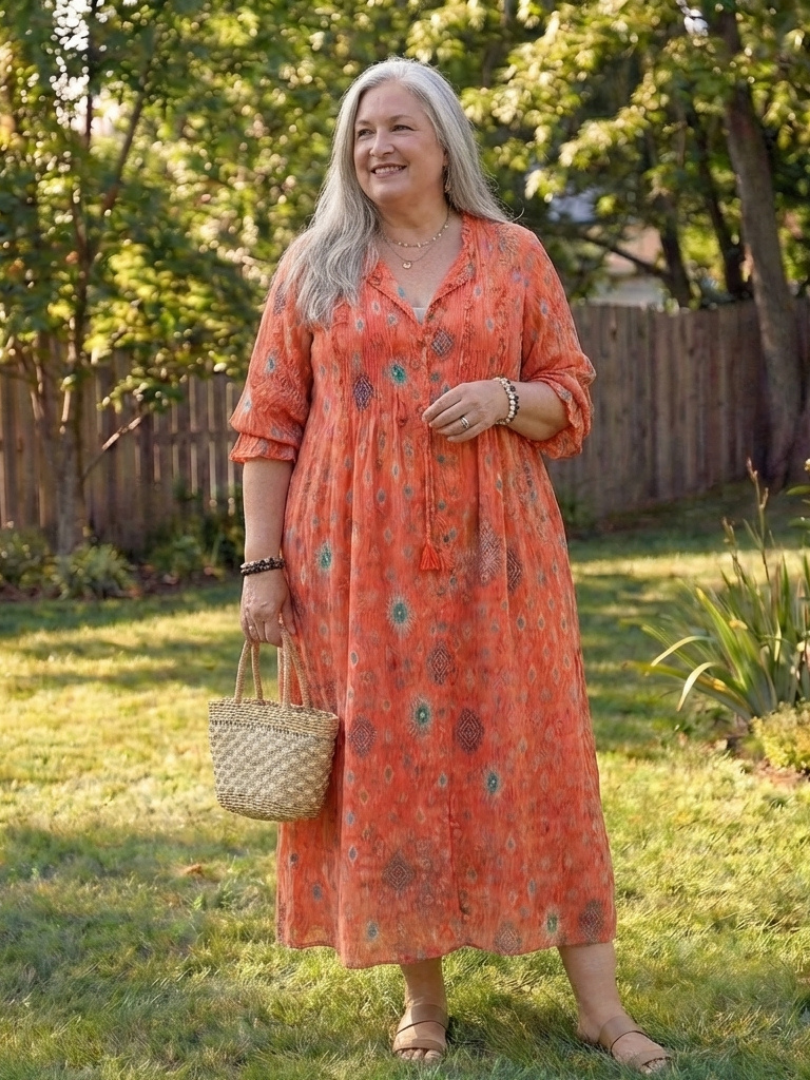 Vestido maxi mujer de tela ligera y corte fluido