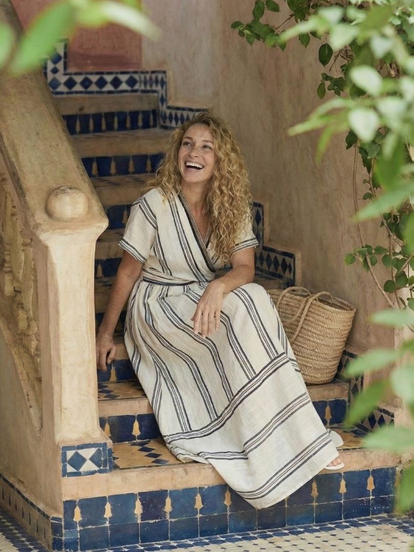 Vestido cruzado midi mujer manga corta corte holgado
