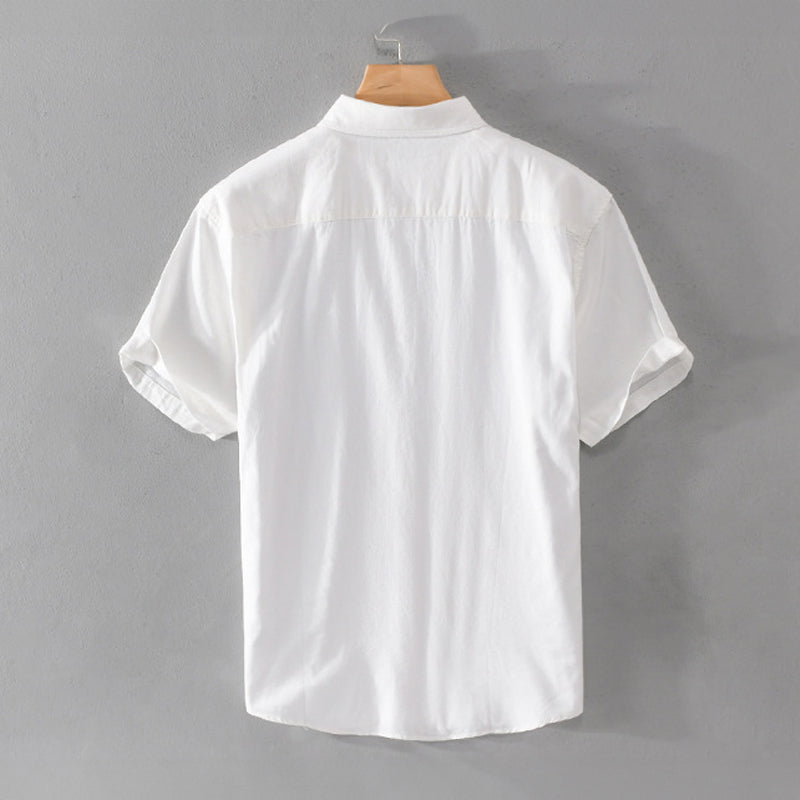 Camisa Hombre Algodón Manga Corta Cuello Rebatido Estampado