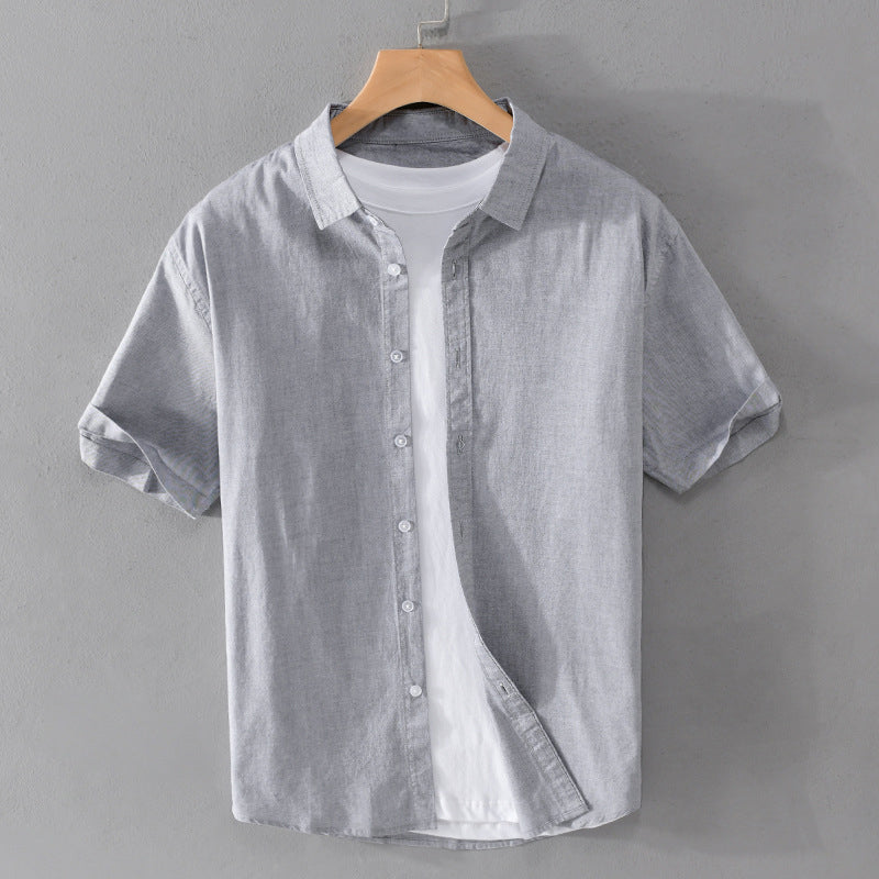 Camisa Hombre Algodón Manga Corta Cuello Rebatido Estampado
