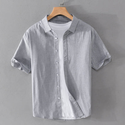 Camisa Hombre Algodón Manga Corta Cuello Rebatido Estampado