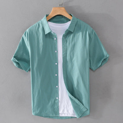 Camisa Hombre Algodón Manga Corta Cuello Rebatido Estampado