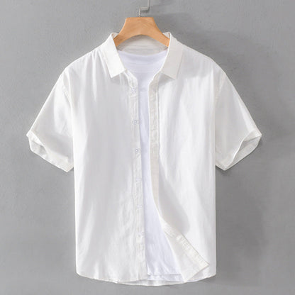 Camisa Hombre Algodón Manga Corta Cuello Rebatido Estampado